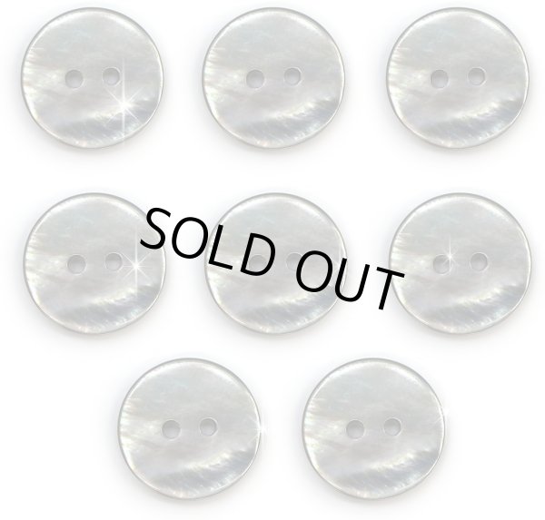 画像1: シェルボタン 貝ボタン 貝製 片面 黒蝶貝 シャツ ボタン 二つ穴ボタン 黒 ブラック 8個入り 【15mm】 ボタンマート B-512 (1)