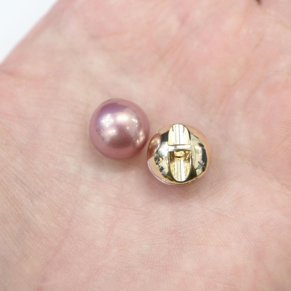 画像6: オーロラ パールボタン 【パープル】 ゴールド 台座付き カラー パール ボタン 紫 6個入り 【12mm】 ボタンマート B-545 (6)