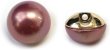 画像1: オーロラ パールボタン 【パープル】 ゴールド 台座付き カラー パール ボタン 紫 6個入り 【14mm】 ボタンマート B-546 (1)