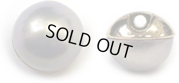 画像1: オーロラ パールボタン 【グレー】 ゴールド 台座付き カラー パール ボタン 灰色 6個入り 【10mm】 ボタンマート B-547 (1)