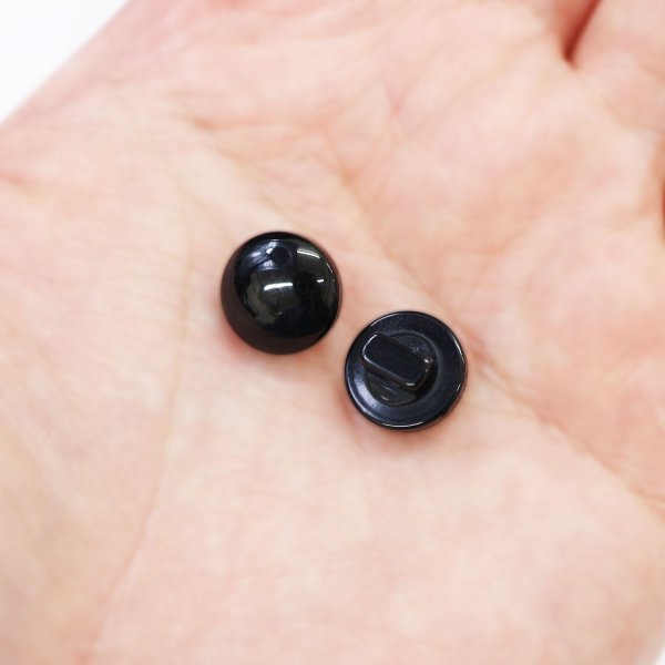 画像5: 黒ボタン 足つき【ブラック ツヤあり】キノコ型 シャツ カラーボタン シンプル ボタン 目玉ボタン 手芸 20個入り【11.5mm】ボタンマート B-553 (5)