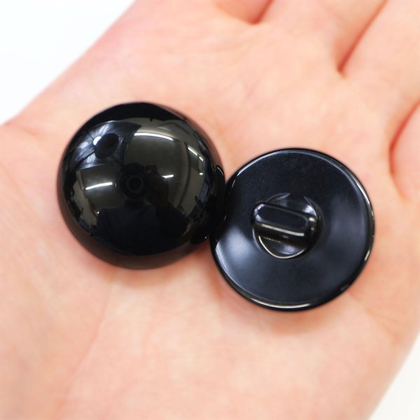 画像5: 黒ボタン 足つき【ブラック ツヤあり】キノコ型 シャツ カラーボタン シンプル ボタン 目玉ボタン 手芸 6個入り【28mm】ボタンマート B-559 (5)