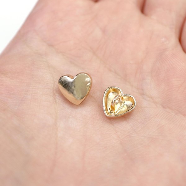 画像6: メタルボタン ハート型【ゴールド 鏡面仕上げ】足つき 金 ビジュー 飾り 縫製 手芸 10個入り【10.5mm】きらきらぷんぷん丸 B-572 (6)