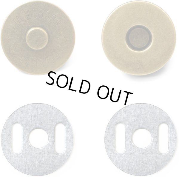 画像1: 磁気ボタン 差し込みタイプ 【アンティーク ゴールド】 金 打ち具不要 マグネットボタン 留め具 10組入り 【18mm】 ボタンマート B-588 (1)