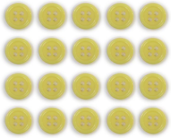 画像1: 四つ穴ボタン 【イエロー】 黄色 ツヤあり カラー ボタン シャツボタン 20個入り 【11.5mm】 ボタンマート B-592 (1)