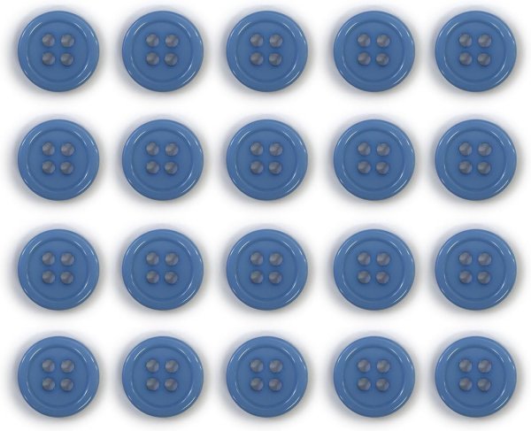 画像1: 四つ穴ボタン 【ブルー】 青 ツヤあり カラー ボタン シャツボタン 20個入り 【11.5mm】 ボタンマート B-593 (1)