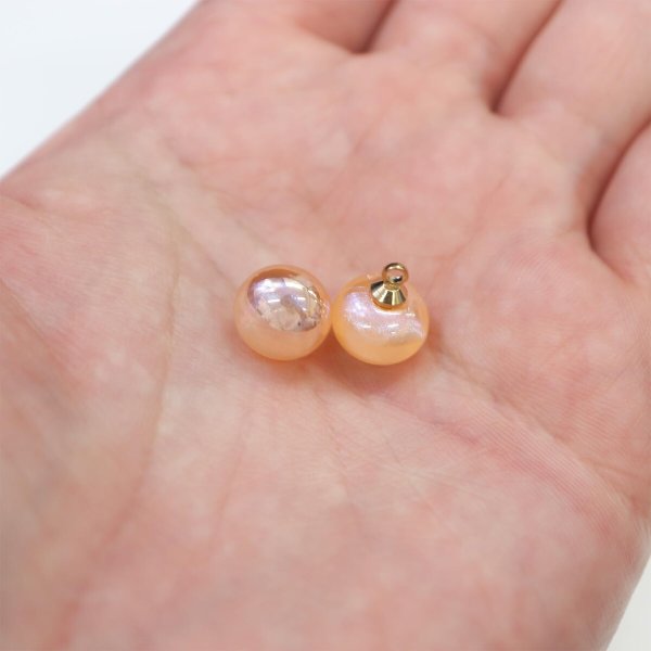 画像6: 飾りボタン 丸玉 シャンク オーロラ ラメ 8個入 【10mm】 パール風 ビーズ 【オレンジ】 チャーム パーツ アクセサリー パーツ ハンドメイド 手芸 足つき キャンディ グリッター シャツ ボタンマート B-667 (6)