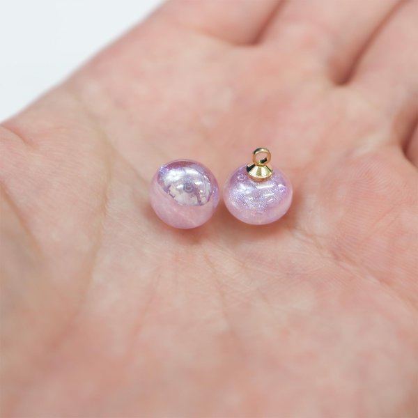 画像6: 飾りボタン 丸玉 シャンク オーロラ ラメ 8個入 【10mm】 パール風 ビーズ 【パープル】 紫 チャーム パーツ アクセサリー パーツ ハンドメイド 手芸 足つき キャンディ グリッター シャツ ボタンマート B-668 (6)