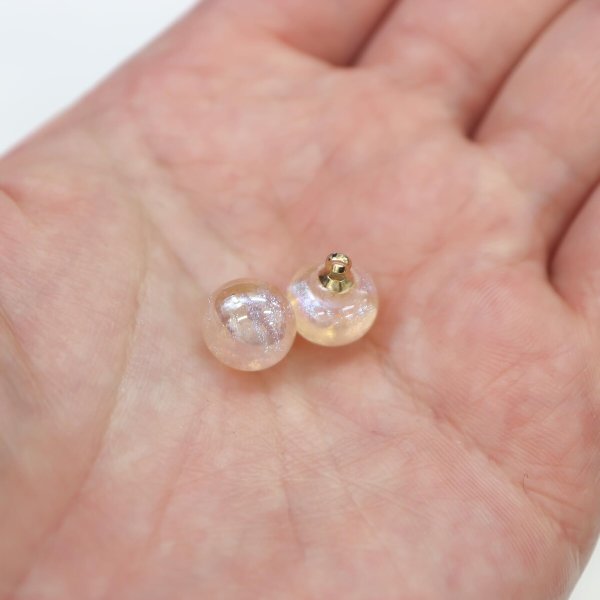 画像6: 飾りボタン 丸玉 シャンク オーロラ ラメ 8個入 【10mm】 パール風 ビーズ 【ライトピンク】 ピンク チャーム パーツ アクセサリー パーツ ハンドメイド 手芸 足つき キャンディ グリッター シャツ ボタンマート B-669 (6)