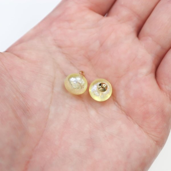 画像6: 飾りボタン 丸玉 シャンク オーロラ ラメ 8個入 【10mm】 パール風 ビーズ 【イエロー】 黄色 チャーム パーツ アクセサリー パーツ ハンドメイド 手芸 足つき キャンディ グリッター シャツ ボタンマート B-671 (6)