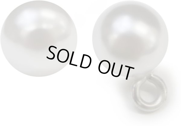 画像1: パールチャーム カン付き 【ホワイト】 白 パールボタン 足つき ボタン ヒートン アクセサリー パーツ 10個入り 【10mm】 ボタンマート B-704 (1)