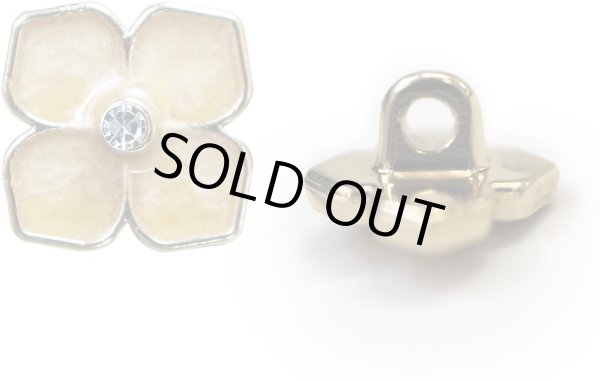 画像1: ラインストーン 花型ボタン 足つき 【オレンジ】 モチーフ ボタン 飾りボタン フラワー かわいい 5個入り 【11.5mm】 ボタンマート B-719 (1)