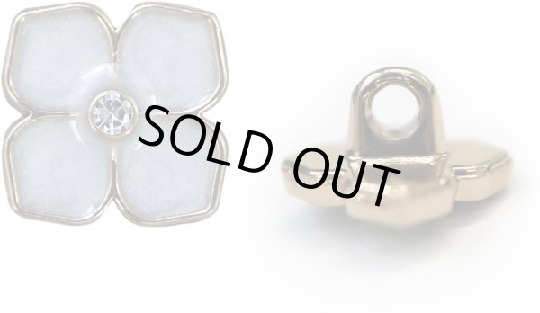 画像1: ラインストーン 花型ボタン 足つき 【ライトブルー】 青 モチーフ ボタン 飾りボタン フラワー かわいい 5個入り 【11.5mm】 ボタンマート B-723 (1)