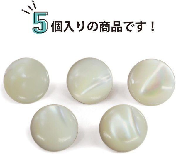 画像4: 高瀬貝 フラット ボタン 【ホワイト】 白 シェルボタン 貝ボタン 貝製 5個入り 【10mm】 ボタンマート B-756 (4)