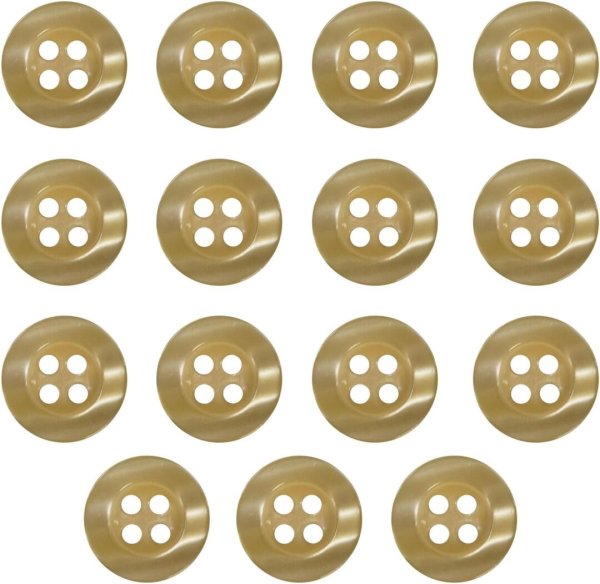 画像1: 四つ穴ボタン ツヤあり 【ベージュ】 ボタン 光沢 カラーボタン シャツボタン 15個入り 【11.5mm】 ボタンマート B-765 (1)