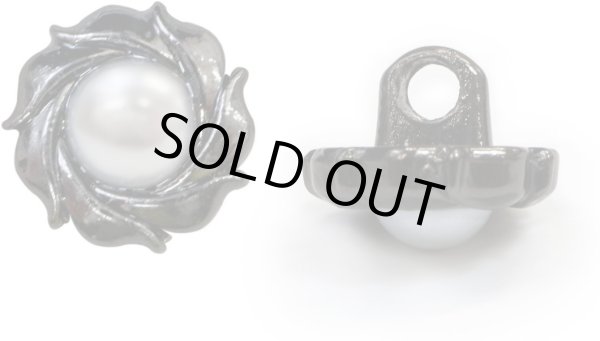 画像1: パールボタン 装飾 【うずまき ブラック】 ホワイト 白 パール ボタン ビジューボタン メタルボタン 飾りボタン 縫製ボタン 袖口ボタン 10個入り 【10mm】 ボタンマート B-772 (1)