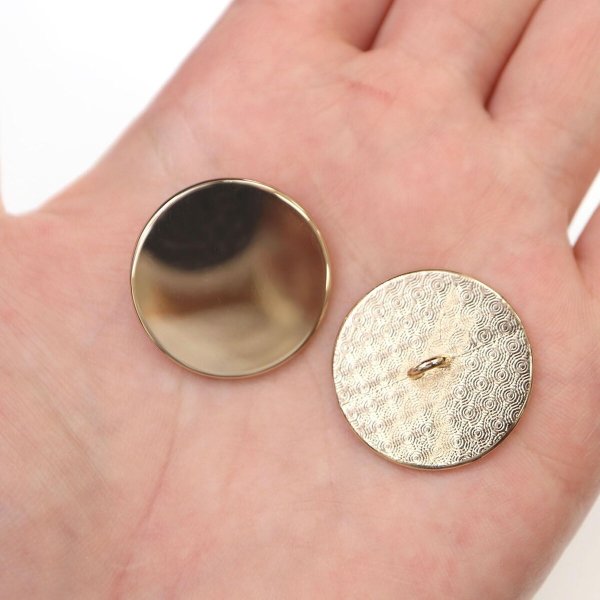 画像6: メタルボタン フラット 【ゴールド 鏡面仕上げ】 金 ビジュー 飾り 縫製 袖口 6個入り 【25mm】 ボタンマート B-775 (6)