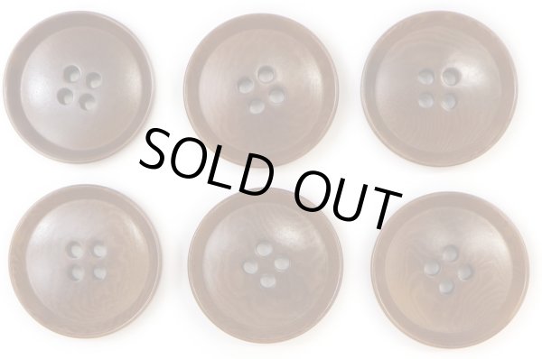 画像1: ナットボタン 四つ穴ボタン 【ブラウン】 茶色 フチ薄 スーツボタン ベーシック ウッド ボタン 6個入り 【25mm】 ボタンマート B-803 (1)