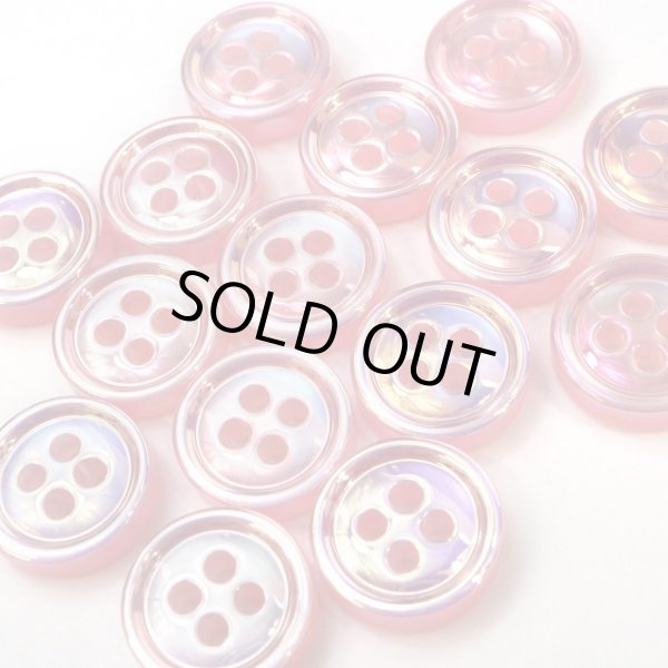 画像1: 四つ穴ボタン オーロラ 【ピンク】 ボタン 光沢 カラーボタン シャツボタン 15個入り 【11mm】 ボタンマート B-806 (1)