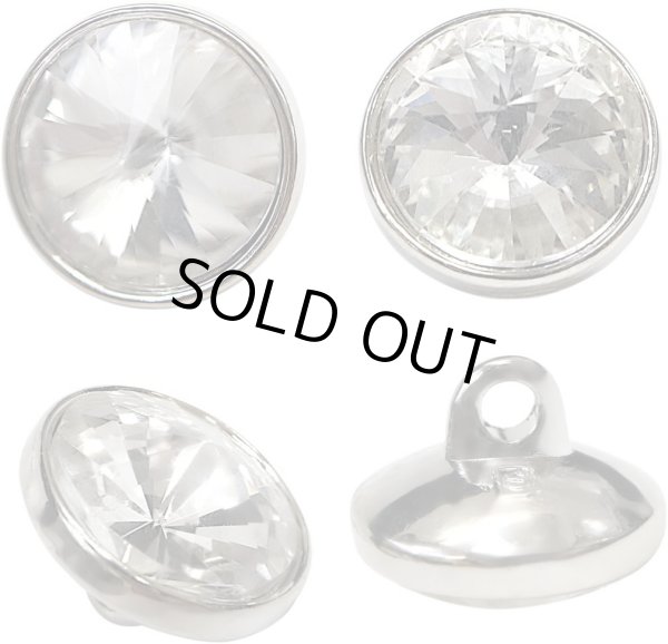 画像1: ラインストーンボタン 多面カット 足つき 【シルバー】 銀 クリスタル ラインストーン ボタン 飾りボタン 12個入り 【10mm】 ボタンマート B-808 (1)