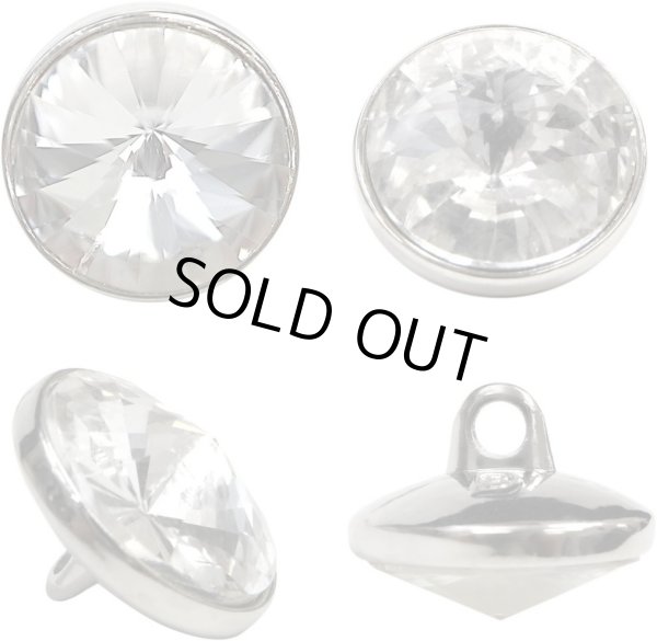 画像1: ラインストーンボタン 多面カット 足つき 【シルバー】 銀 クリスタル ラインストーン ボタン 飾りボタン 10個入り 【13mm】 ボタンマート B-810 (1)