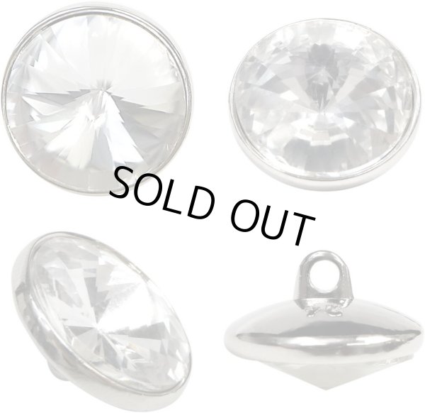 画像1: ラインストーンボタン 多面カット 足つき 【シルバー】 銀 クリスタル ラインストーン ボタン 飾りボタン 8個入り 【15mm】 ボタンマート B-811 (1)