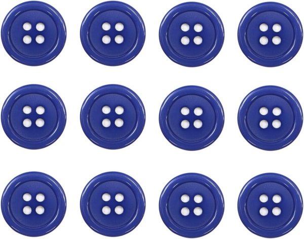 画像1: 四つ穴ボタン 【ネイビー】 紺色 ツヤあり カラー ボタン シャツボタン 12個入り 【18mm】 ボタンマート B-863 (1)