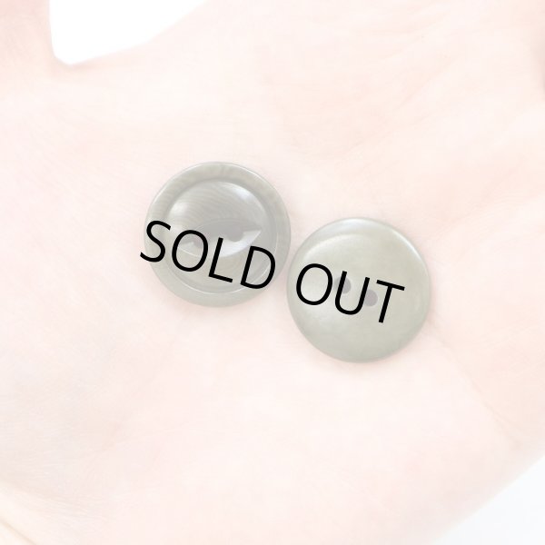 画像6: ナットボタン 二つ穴ボタン 【ダークグリーン】 緑 猫目ボタン ベーシック ウッド ボタン 6個入り 【20mm】 ボタンマート B-915 (6)