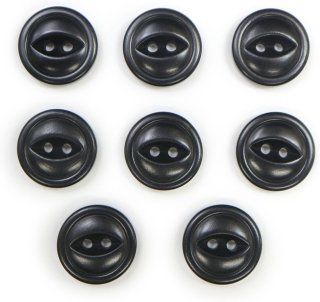 ナットボタン 二つ穴ボタン 【ブラック】 黒 猫目ボタン ベーシック